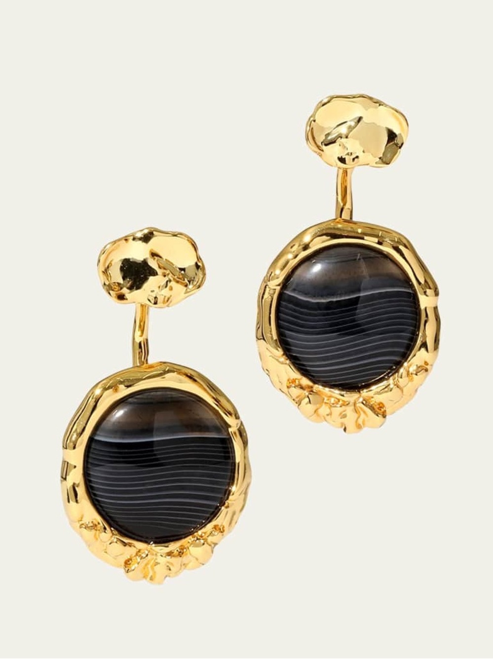 Alexis Bittar Brut Banded Agate Coin Earrings